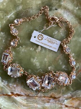 Amrita Singh Gold and Clear Crystal Statement Necklace